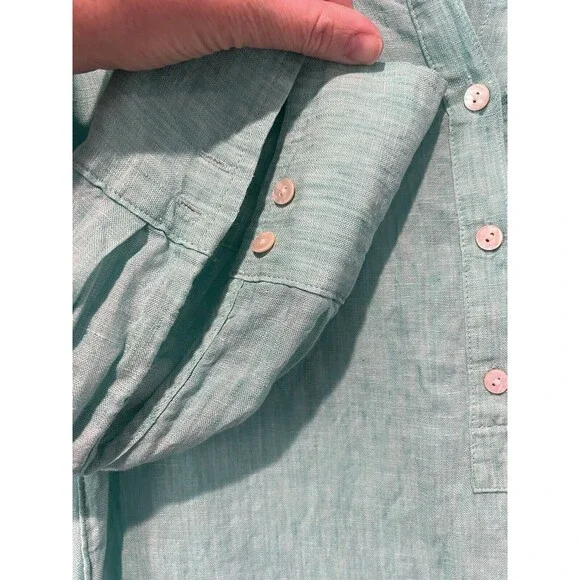 Lily Pulitzer Deanna Linen Popover Resort Collared Green Button Up Size 4 - Picture 4 of 7